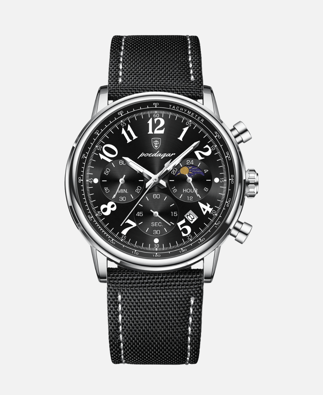Calvaro Analog Chronograph Quartz Watch-Watches-Calvaro-Black Silver-ByCalvaro