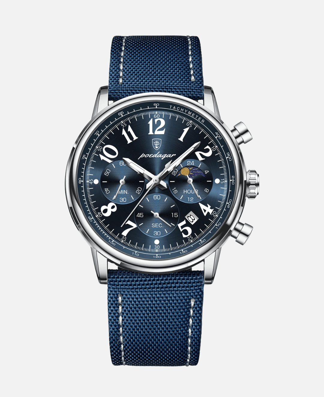 Calvaro Analog Chronograph Quartz Watch-Watches-Calvaro-Blue Silver-ByCalvaro