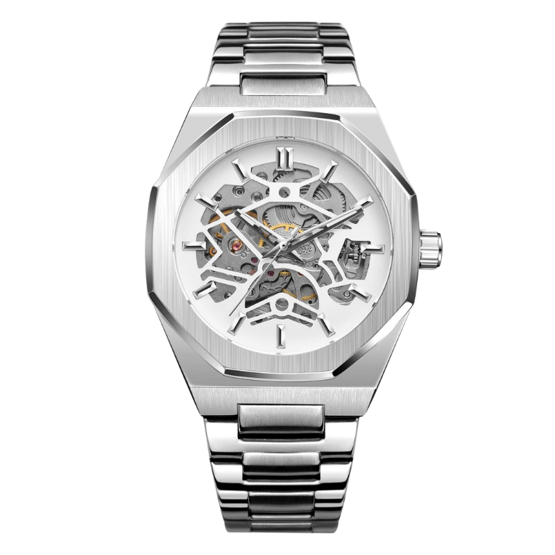Calvaro Automatic Skeleton Watch-Watches-Calvaro-White-ByCalvaro