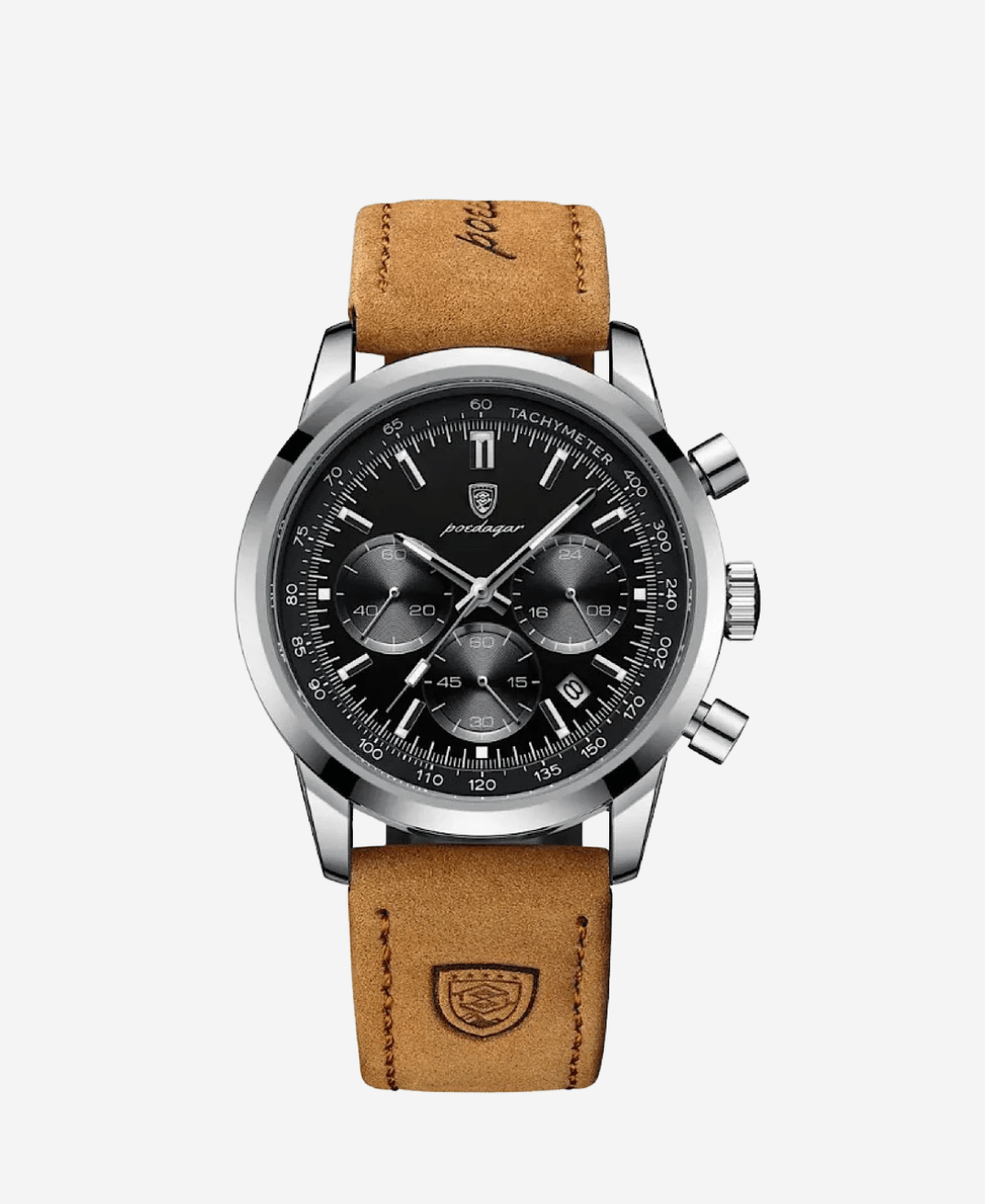 Calvaro Luminous Leather Quartz Watch-Watches-Calvaro-Black/ Black-ByCalvaro