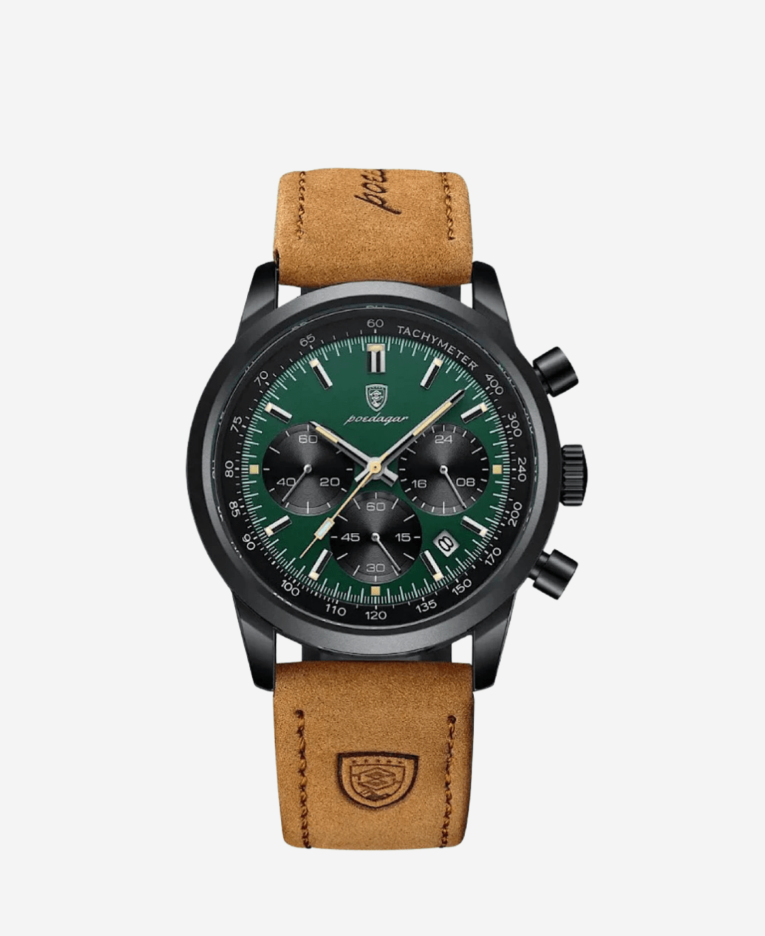 Calvaro Luminous Leather Quartz Watch-Watches-Calvaro-Green/ Black-ByCalvaro