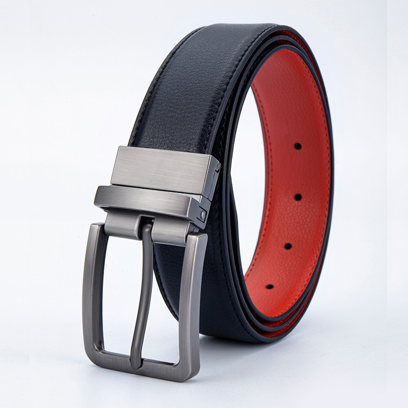 Men’s Leather Belt with Bold Contrast Lining