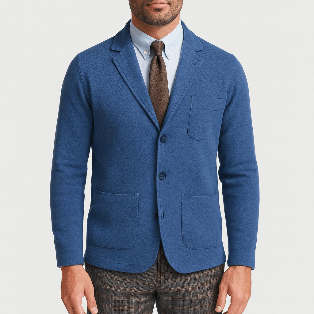 Men's Breathable Layering Essential Slim Fit Cardigan-Cardigans-Calvaro-Blue-S-ByCalvaro