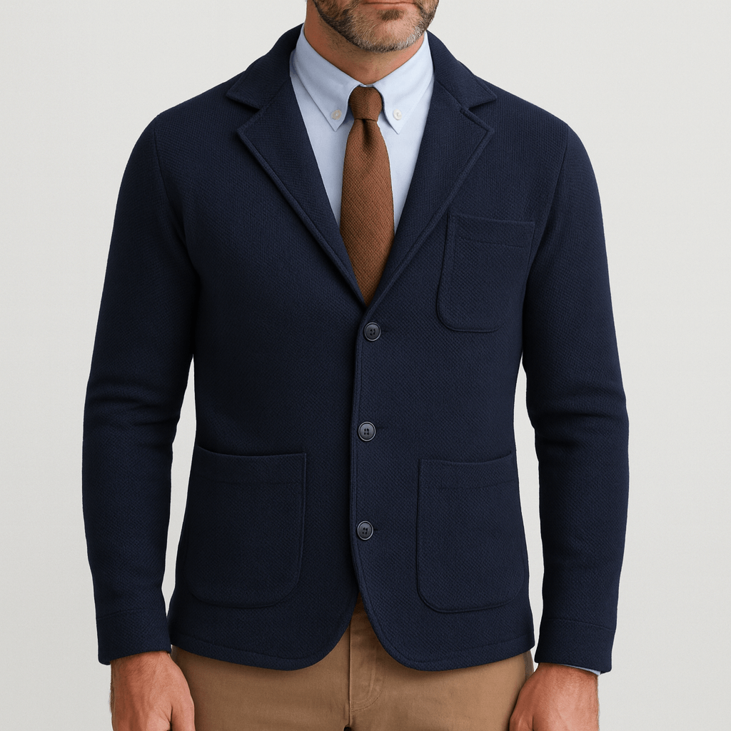 Men's Breathable Layering Essential Slim Fit Cardigan-Cardigans-Calvaro-Dark Blue-S-ByCalvaro