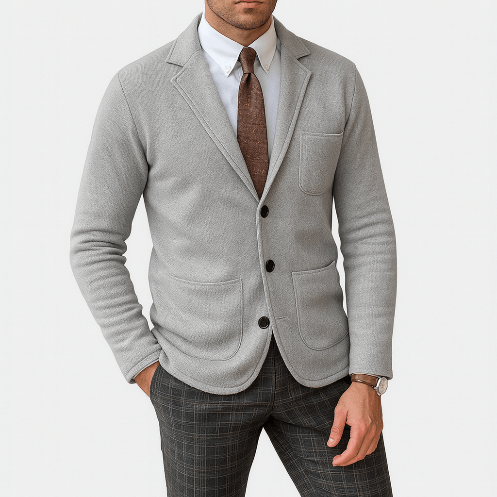 Men's Breathable Layering Essential Slim Fit Cardigan-Cardigans-Calvaro-Light Grey-S-ByCalvaro