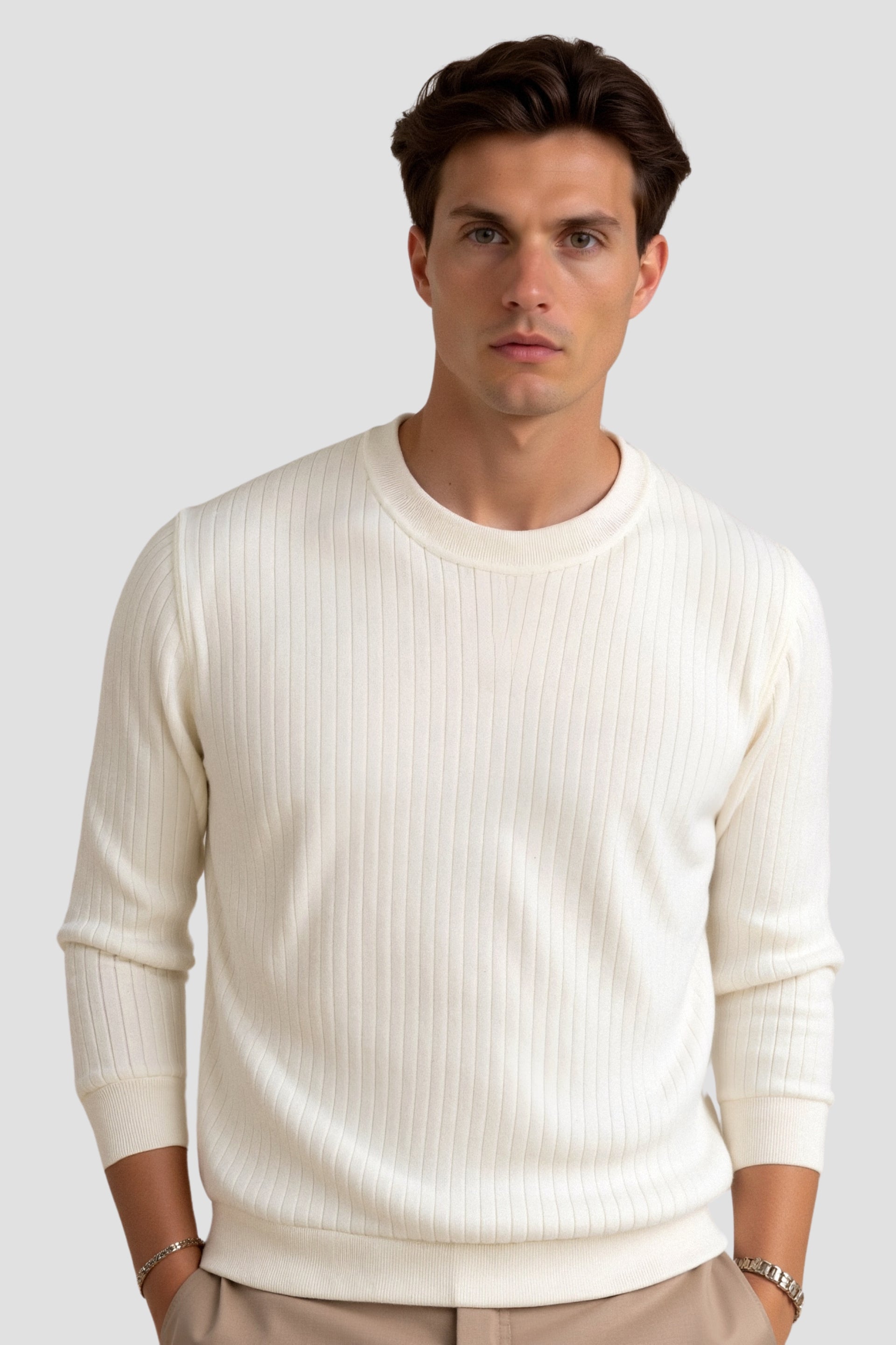 Men’s Casual Ribbed Knit Sweater-Men's Sweaters-Calvaro-ByCalvaro