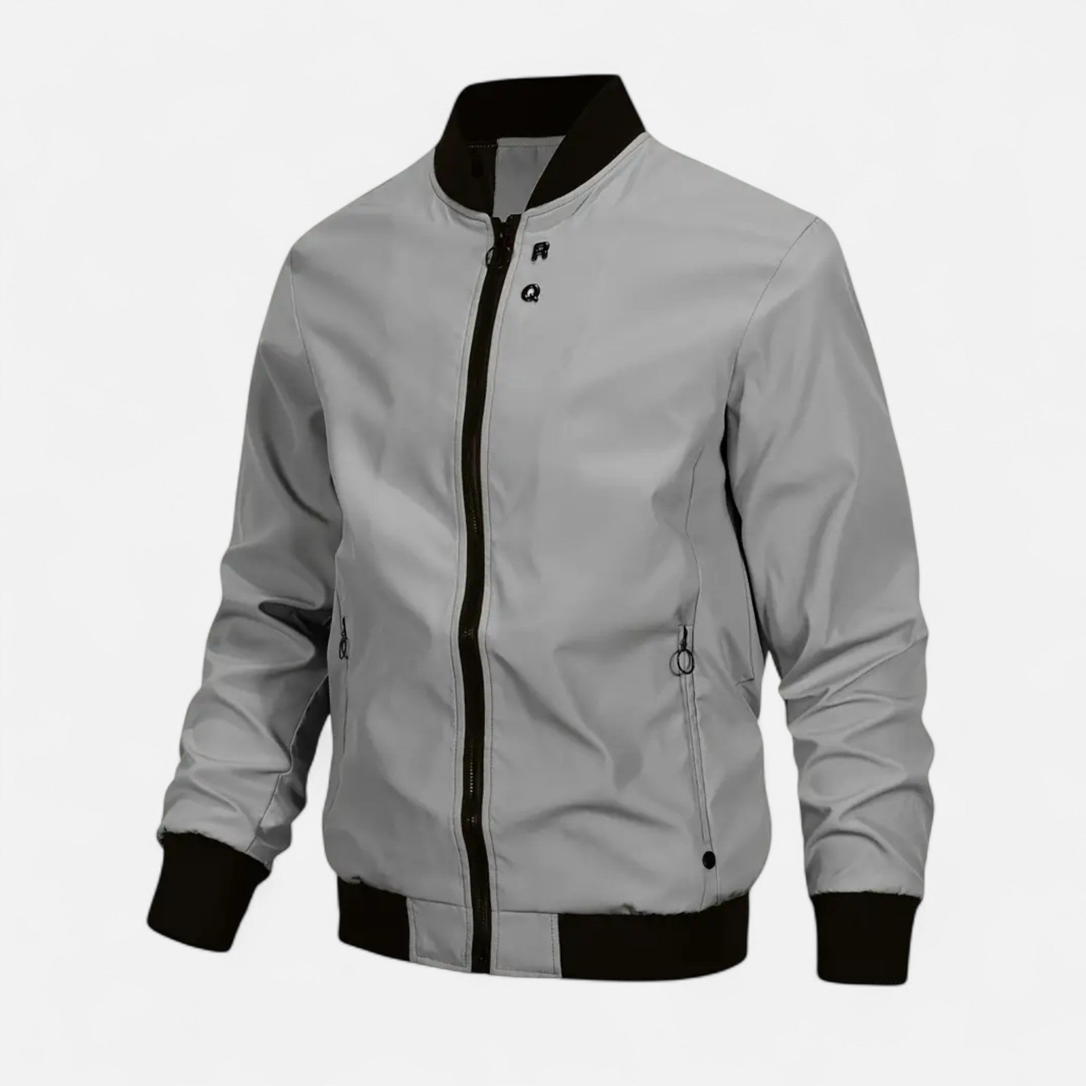 Men’s Classic Bomber Jacket Stand Collar-Jackets-Calvaro-Grey-S-ByCalvaro