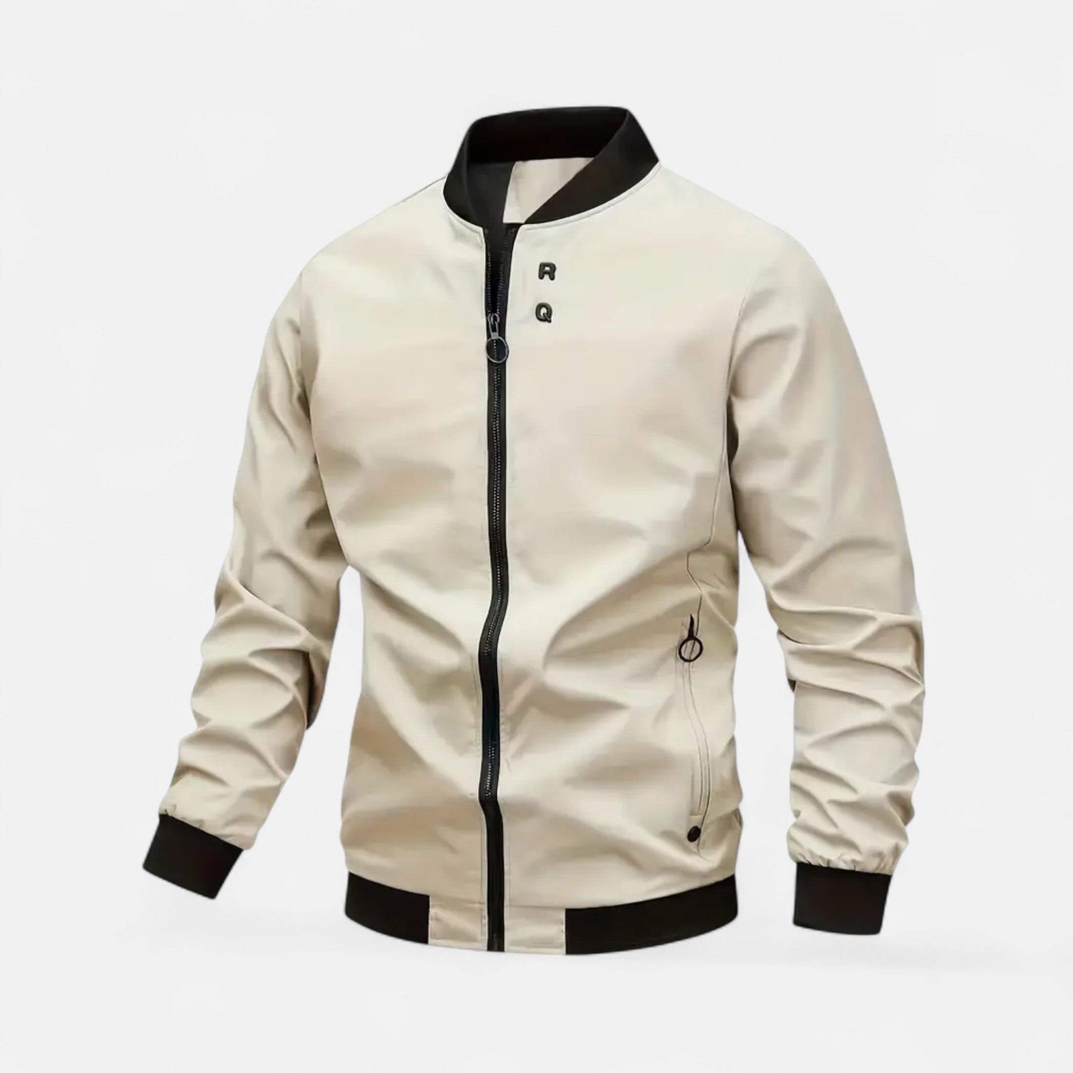 Men’s Classic Bomber Jacket Stand Collar-Jackets-Calvaro-Khaki-S-ByCalvaro