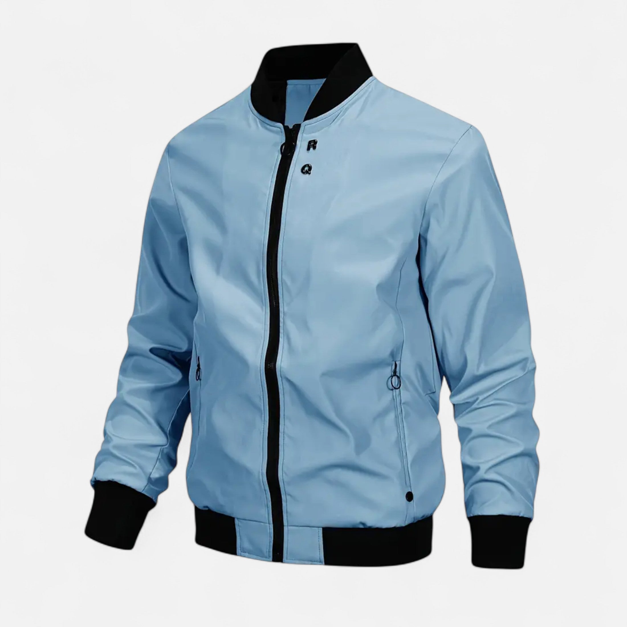 Men’s Classic Bomber Jacket Stand Collar-Jackets-Calvaro-Light Blue-S-ByCalvaro