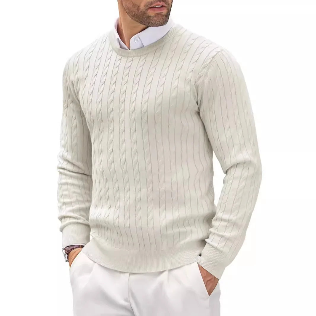 Men’s Classic Casual Sweater-Sweaters-Calvaro-White-M-ByCalvaro