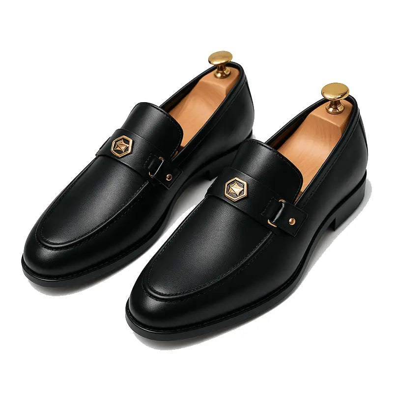 Men's Classic Elegance Penny Loafers-Loafers-Calvaro-Black-5-ByCalvaro