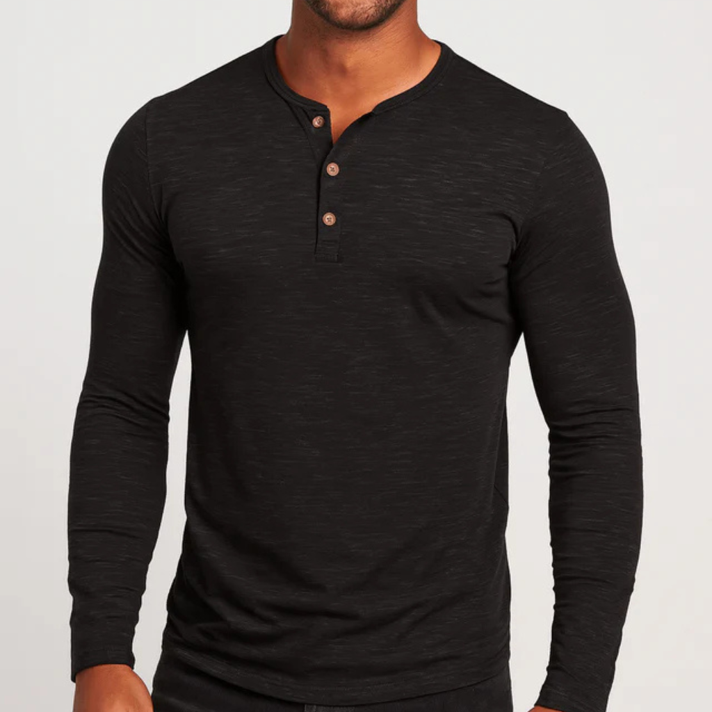 Men's Classic Long Sleeve Shirt Top-Shirts-Calvaro-Black-S-ByCalvaro