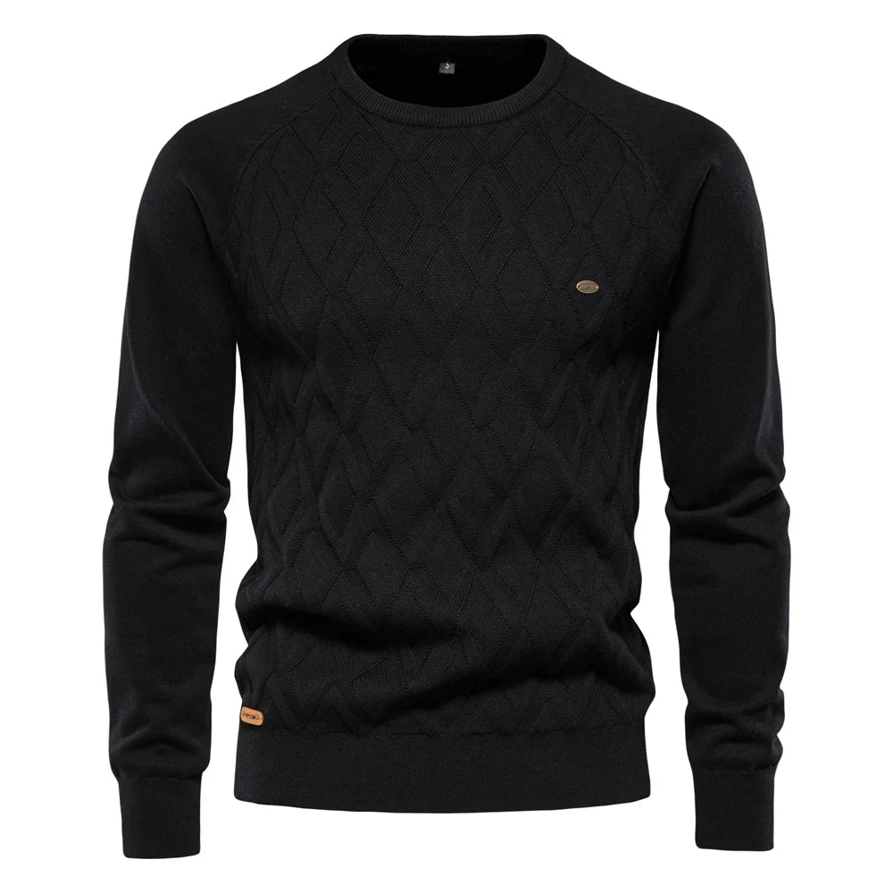 Men’s Classic O-Neck Sweater-Sweater 01-Calvaro-Black-S-ByCalvaro