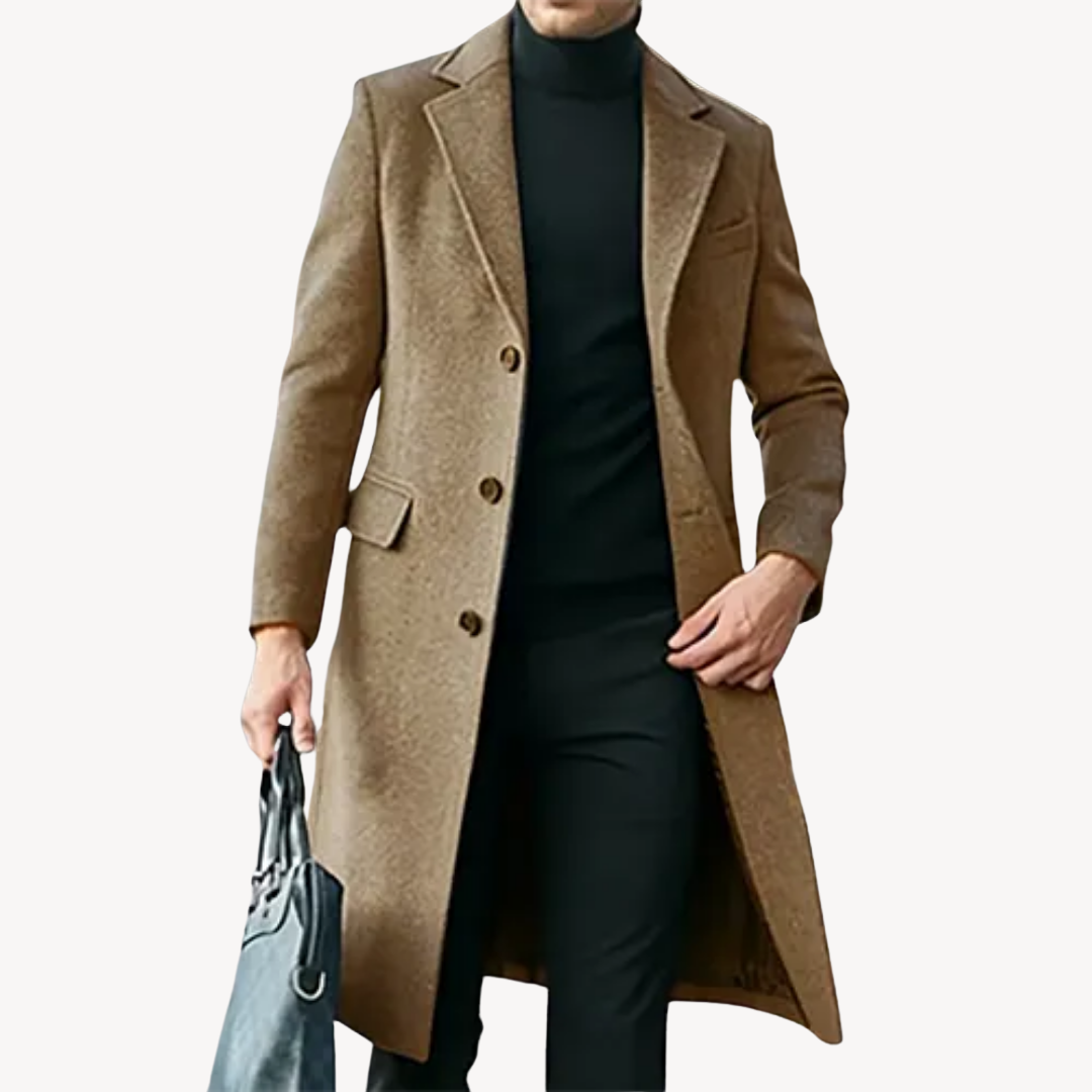Men's Classic Tailored Long Coat-Men's Coats & Jackets-Calvaro-ByCalvaro