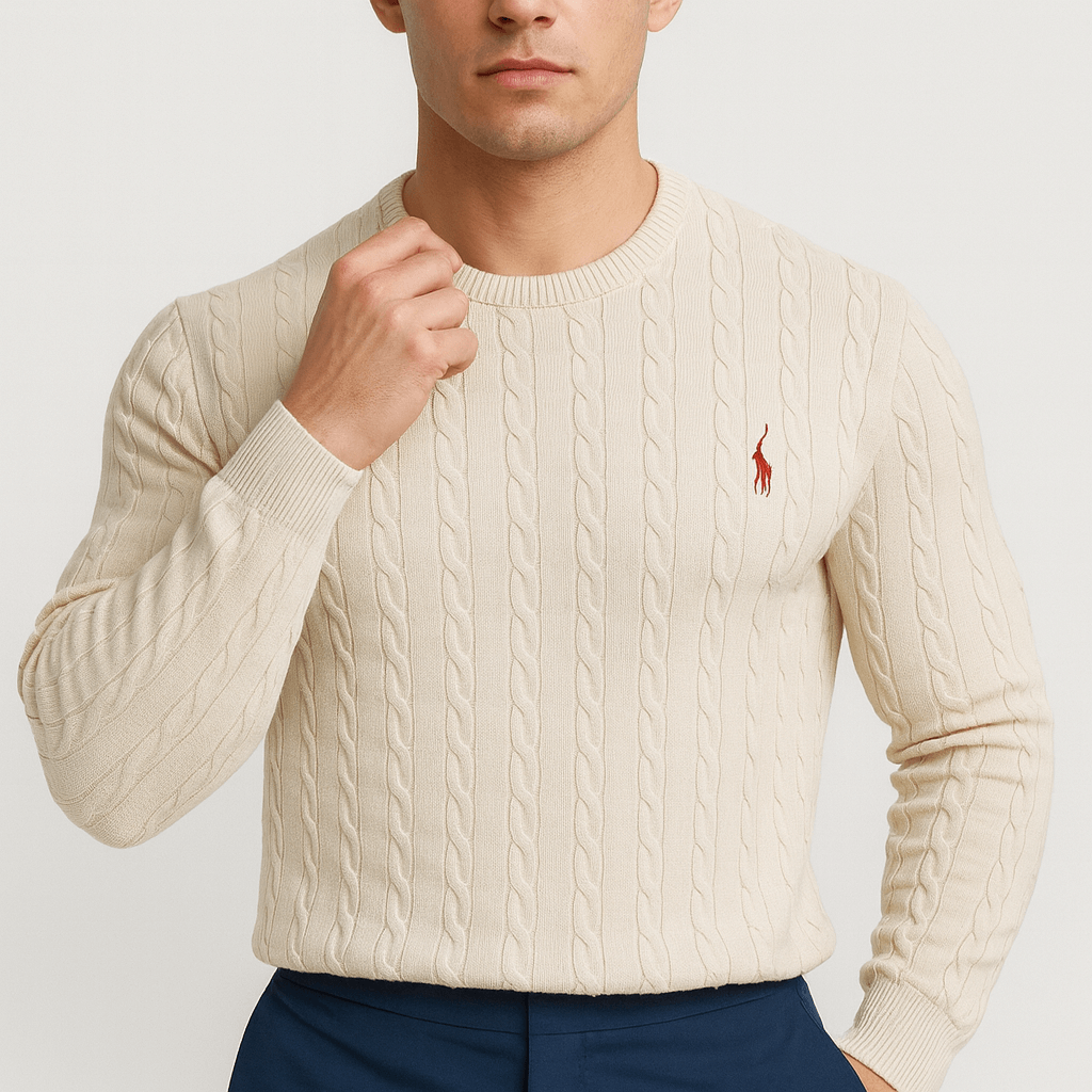 Men's Cozy Knitwear Cable Knit Jumper All Season-Sweaters-Calvaro-Beige-S-ByCalvaro