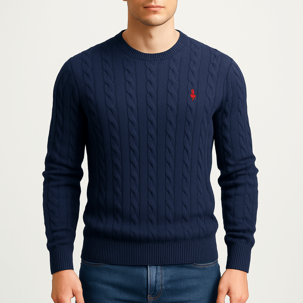 Men's Cozy Knitwear Cable Knit Jumper All Season-Sweaters-Calvaro-Blue-S-ByCalvaro