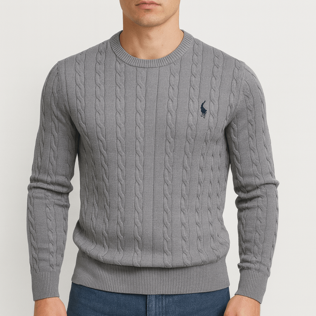 Men's Cozy Knitwear Cable Knit Jumper All Season-Sweaters-Calvaro-Grey-S-ByCalvaro