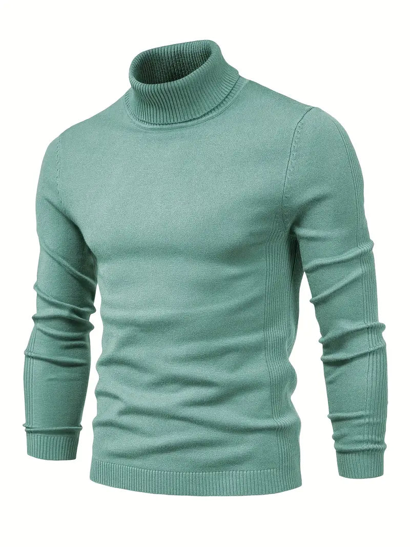 Men's Fitted Turtleneck Sweater-Sweaters-Calvaro-Mint green-S-ByCalvaro