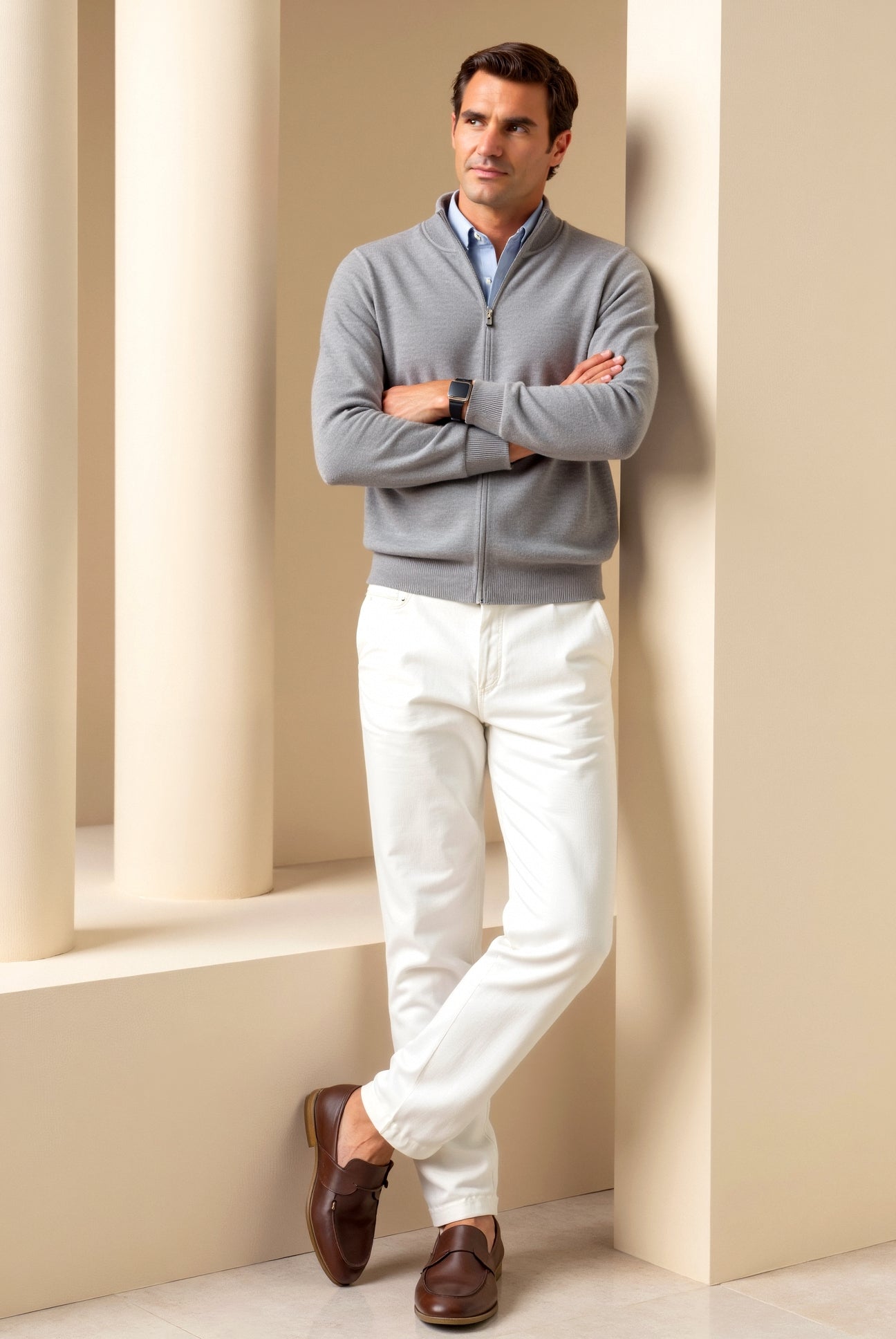 Men’s Full Zip Knit Cardigan Slim Fit-Men's Cardigans-ByCalvaro-ByCalvaro