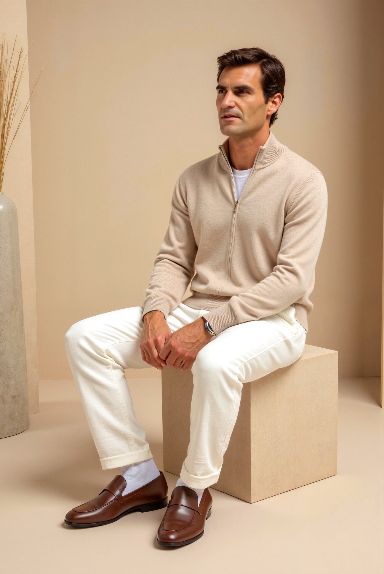 Men’s Full Zip Knit Cardigan Slim Fit-Men's Cardigans-ByCalvaro-ByCalvaro