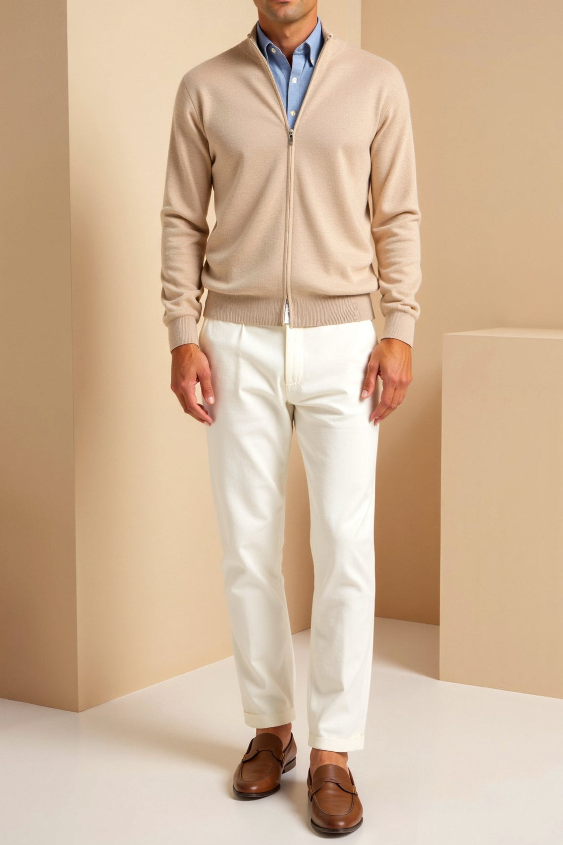 Men’s Full Zip Knit Cardigan Slim Fit-Men's Cardigans-ByCalvaro-ByCalvaro