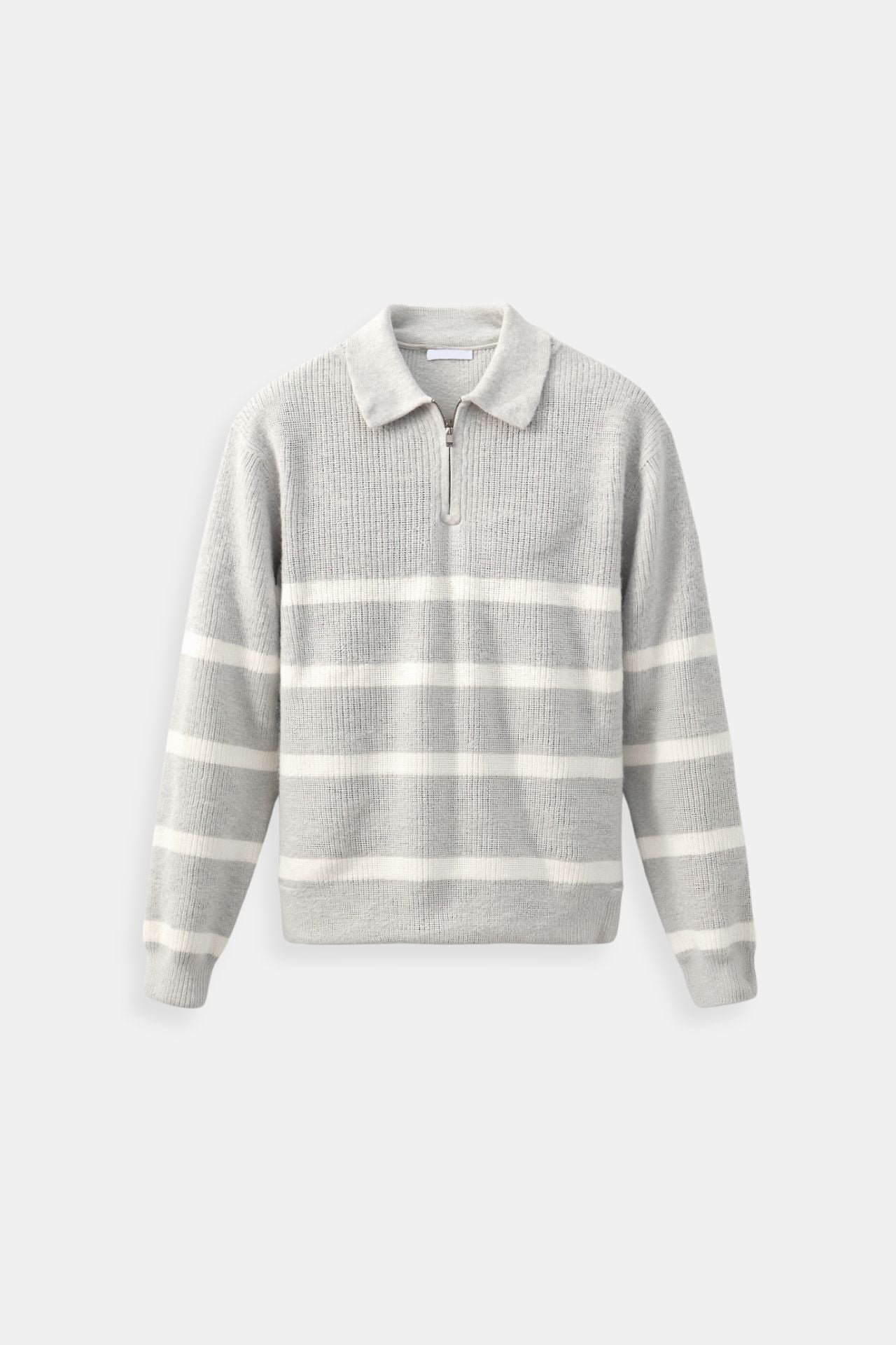 Men’s Half Zip Striped Knit Sweater-Men's Sweaters-Calvaro-ByCalvaro