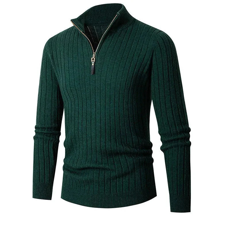 Men’s High Collar Half Zip Sweater-Sweaters-Calvaro-ByCalvaro
