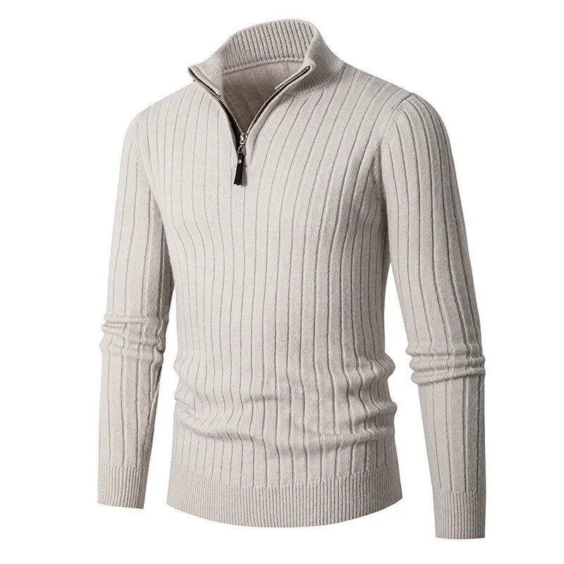 Men’s High Collar Half Zip Sweater-Sweaters-Calvaro-ByCalvaro