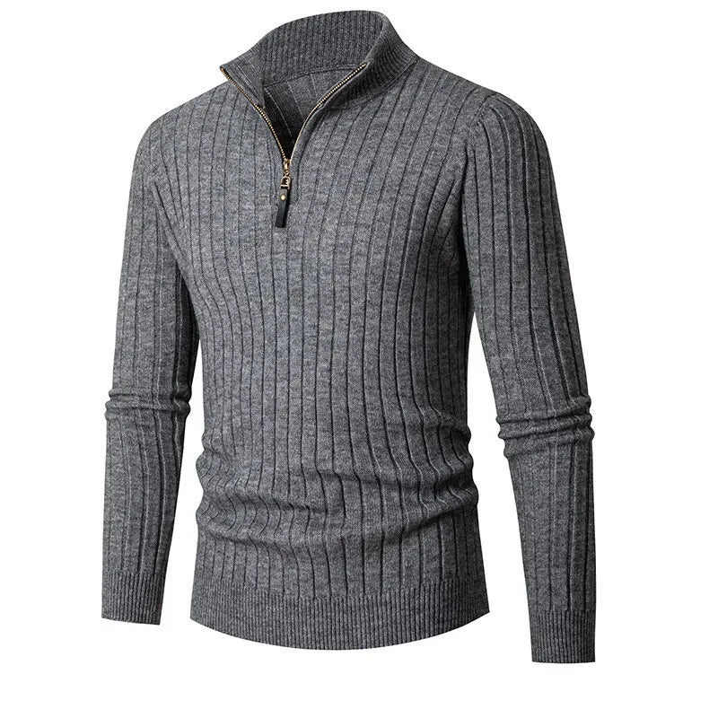 Men’s High Collar Half Zip Sweater-Sweaters-Calvaro-ByCalvaro