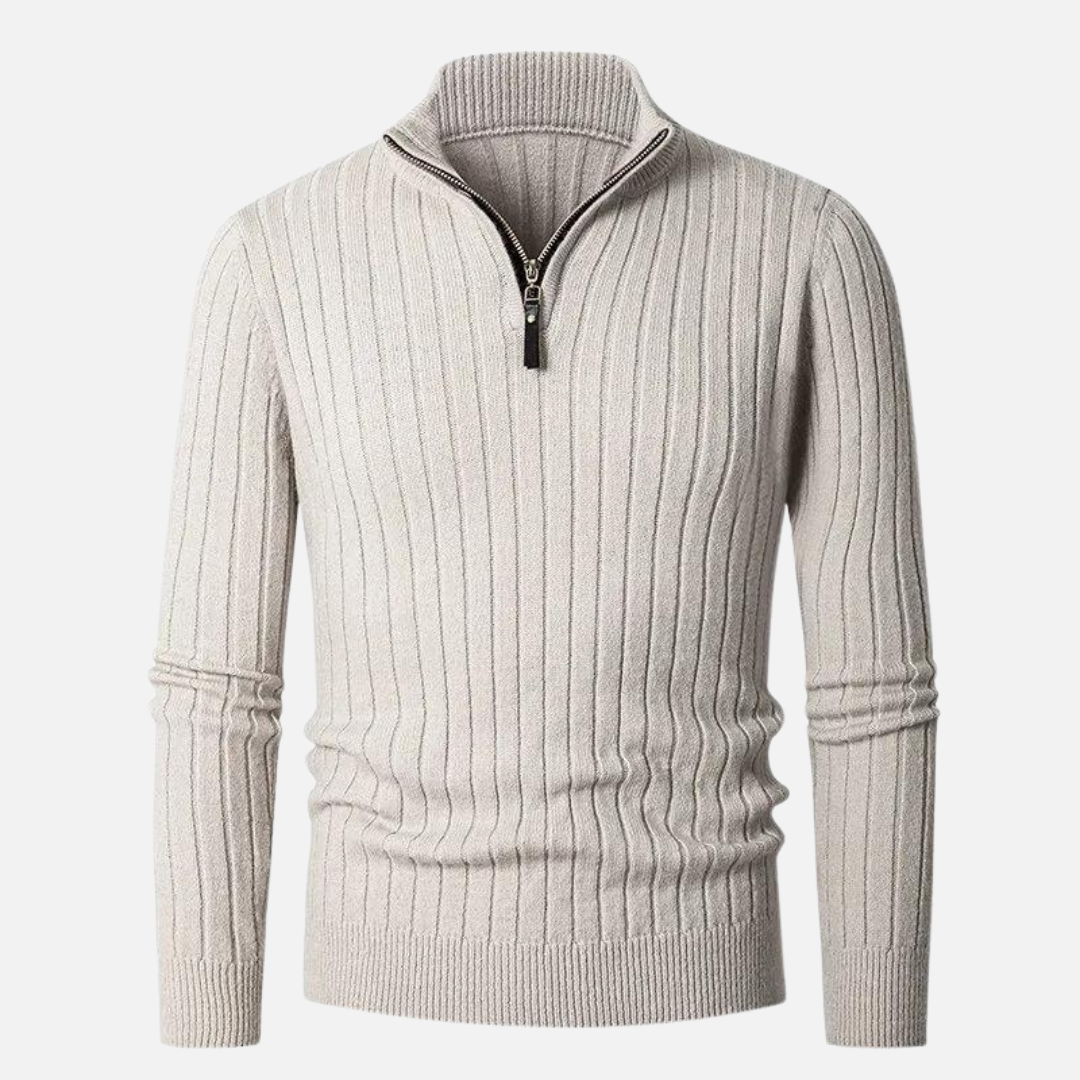 Men’s High Collar Half Zip Sweater-Sweaters-Calvaro-ByCalvaro