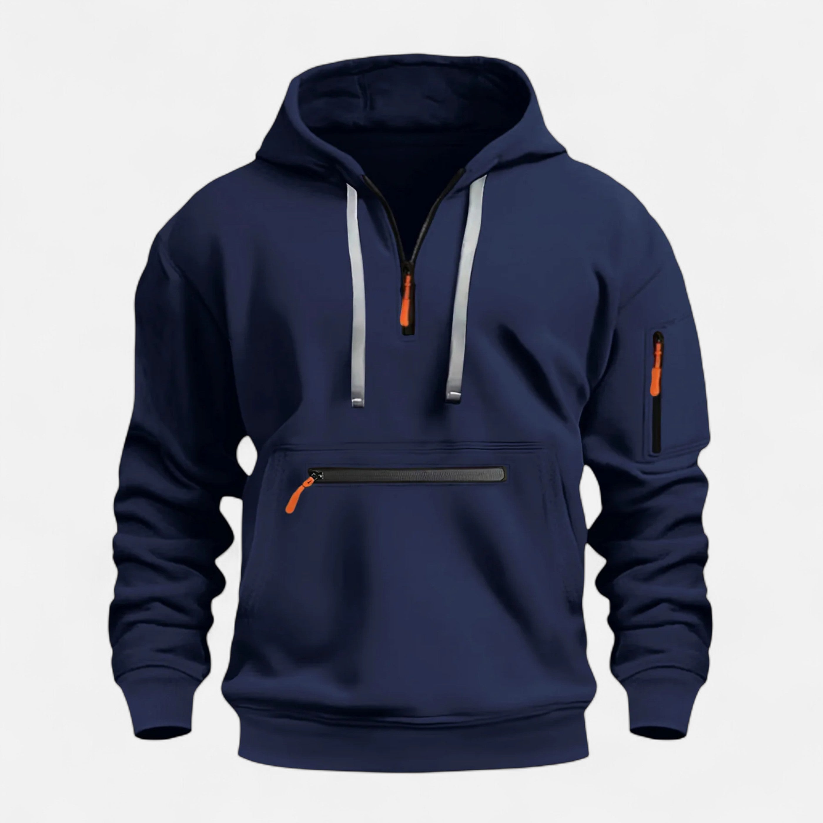 Men’s Hooded Sweater-Hoodie-Calvaro-Navy-S-ByCalvaro