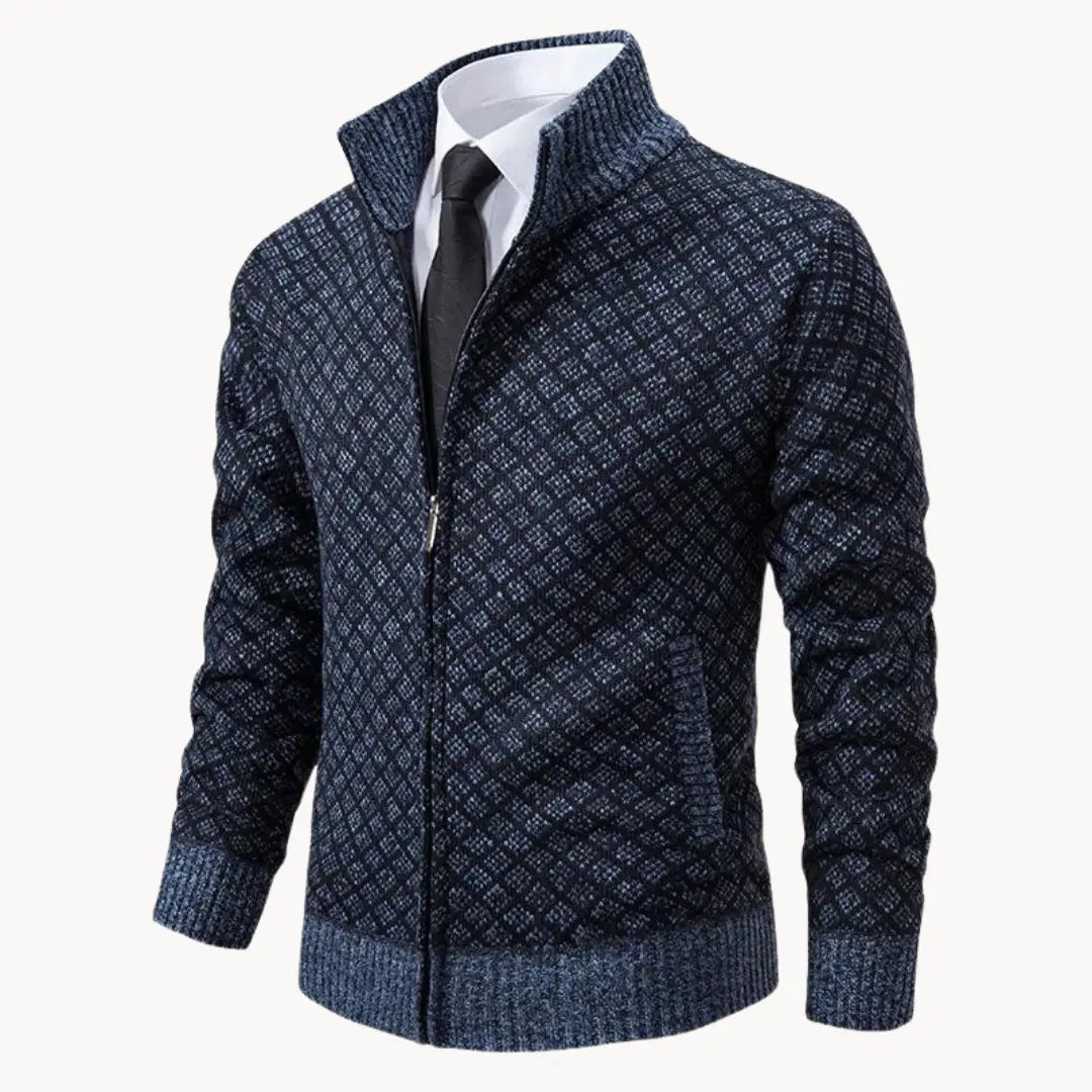 Men’s Jacquard Knit Turtleneck Sweater-Men's Sweaters-ByCalvaro-ByCalvaro