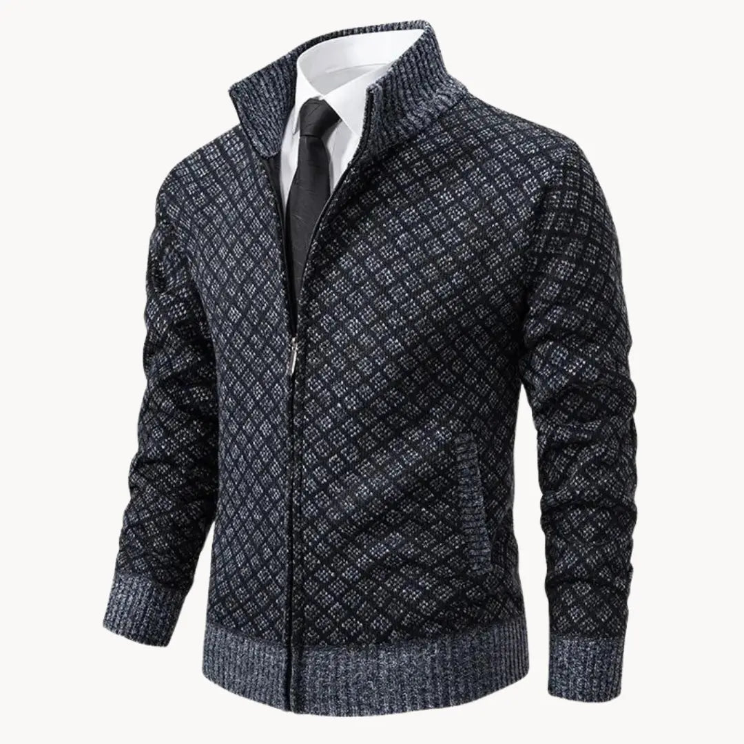 Men’s Jacquard Knit Turtleneck Sweater-Men's Sweaters-ByCalvaro-ByCalvaro