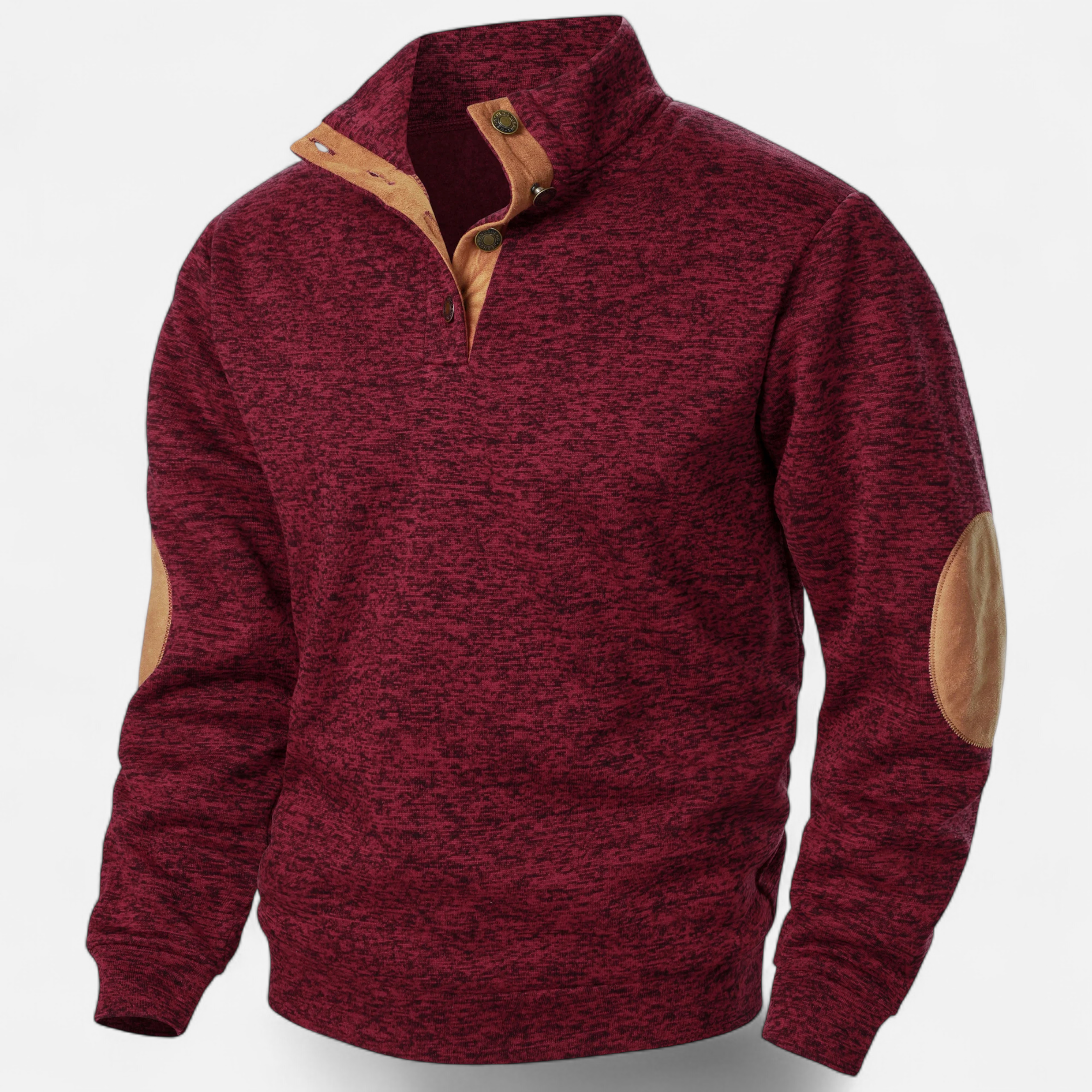 Men’s Knit Sweater with Stand Collar-Sweaters-Calvaro-Burgundy-S-ByCalvaro