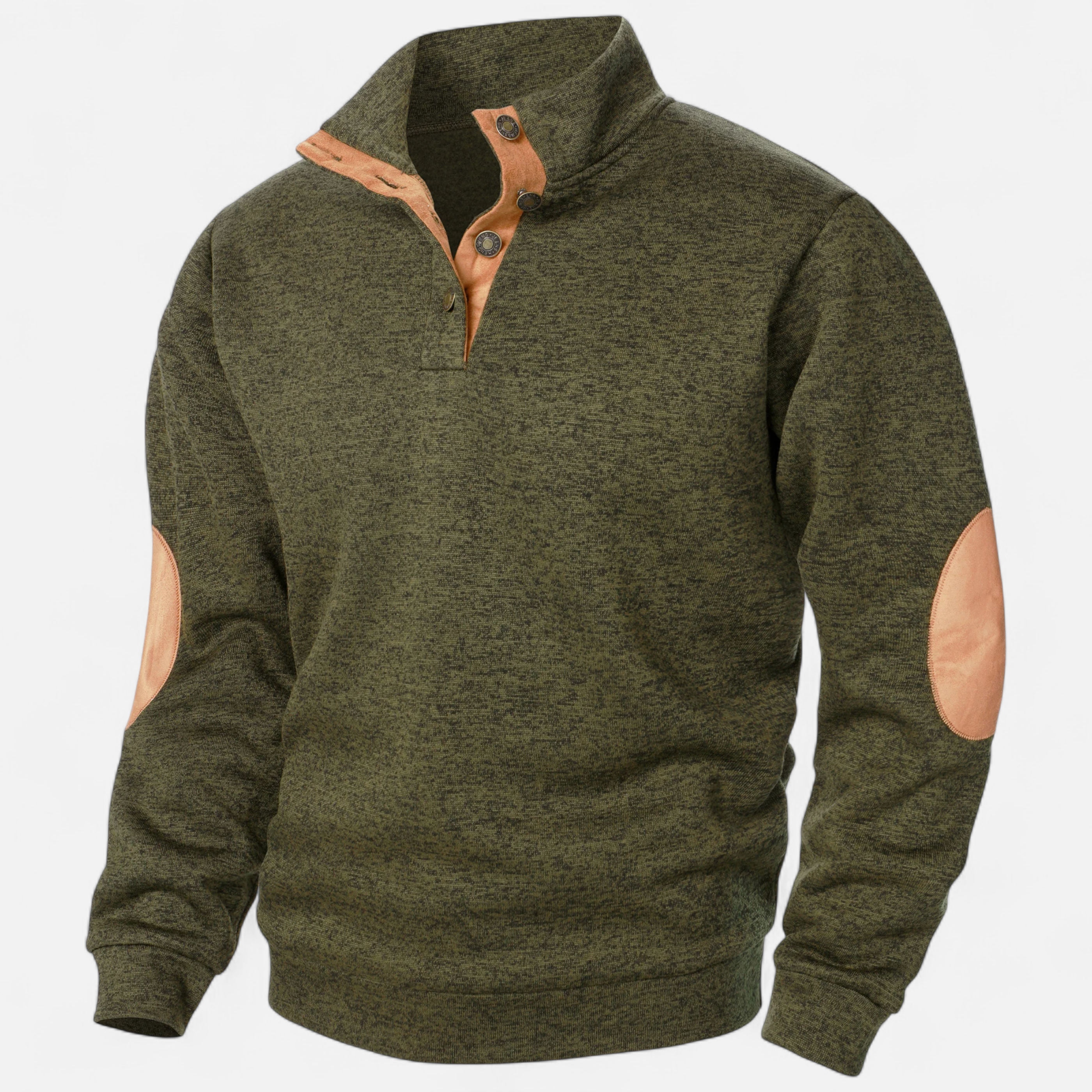 Men’s Knit Sweater with Stand Collar-Sweaters-Calvaro-Olive-S-ByCalvaro