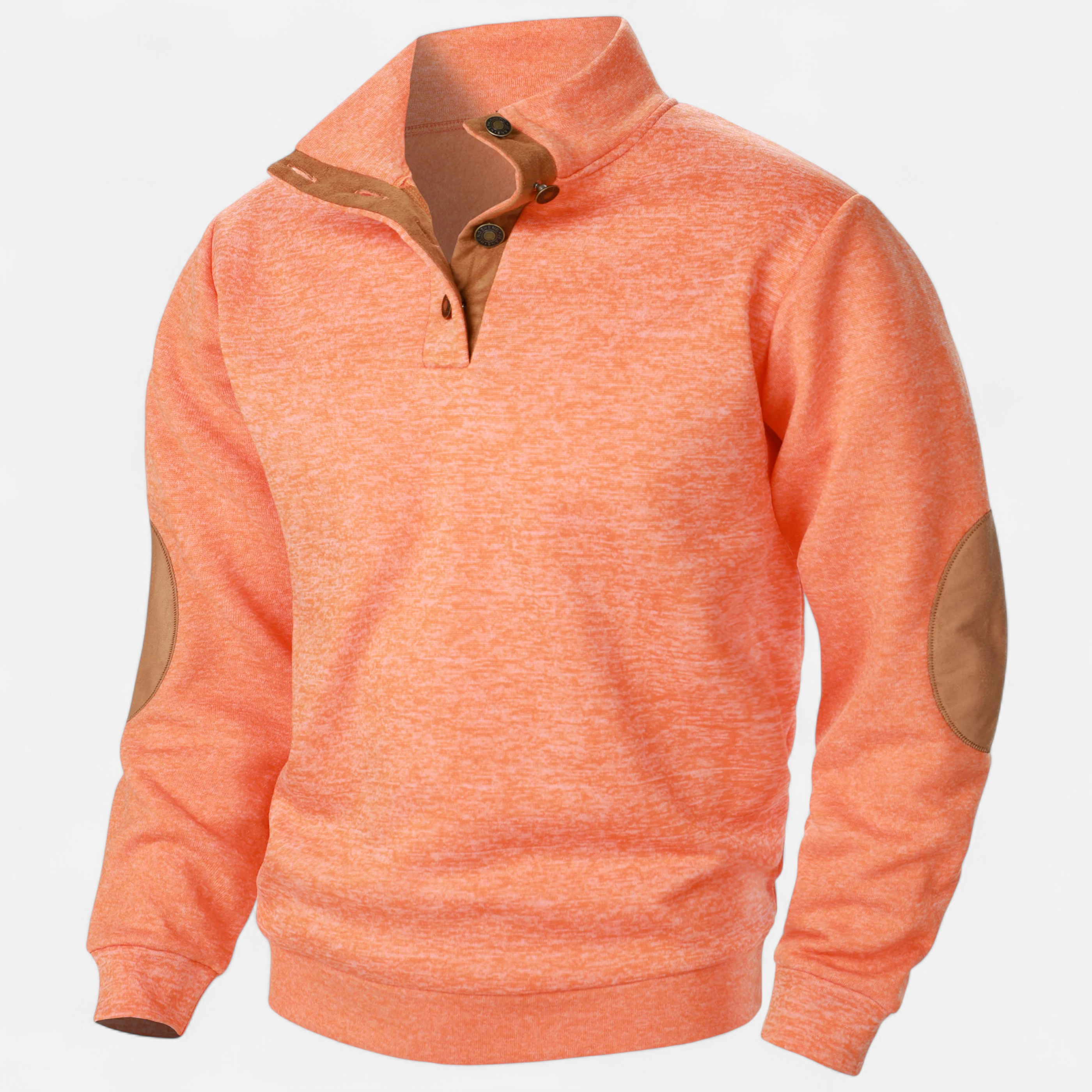 Men’s Knit Sweater with Stand Collar-Sweaters-Calvaro-Orange-S-ByCalvaro