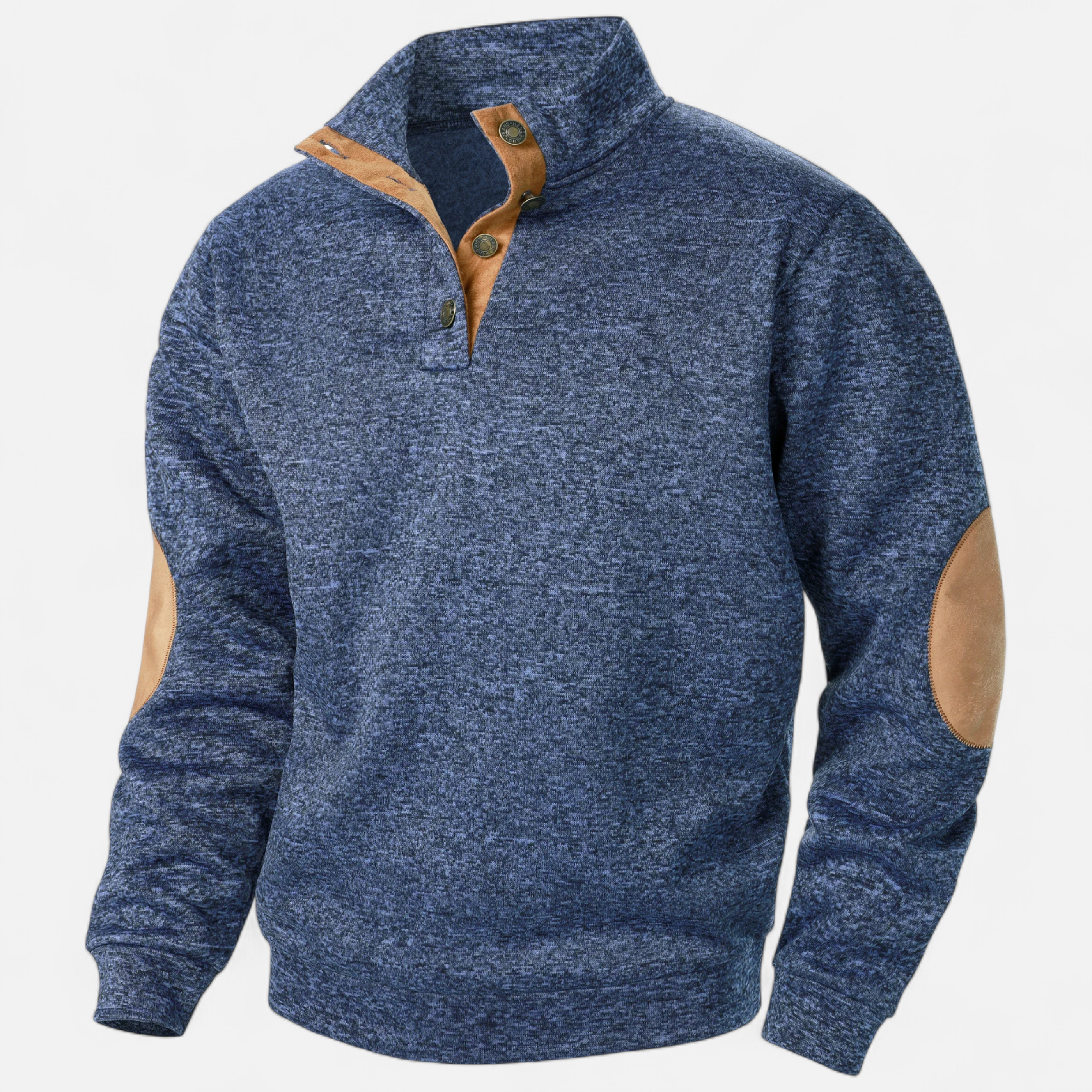 Men’s Knit Sweater with Stand Collar-Sweaters-Calvaro-Sea Blue-S-ByCalvaro
