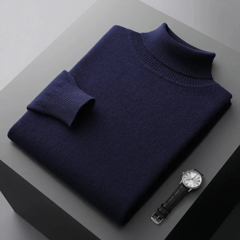 Men’s Knit Turtleneck Sweater-Sweaters-Calvaro-ByCalvaro
