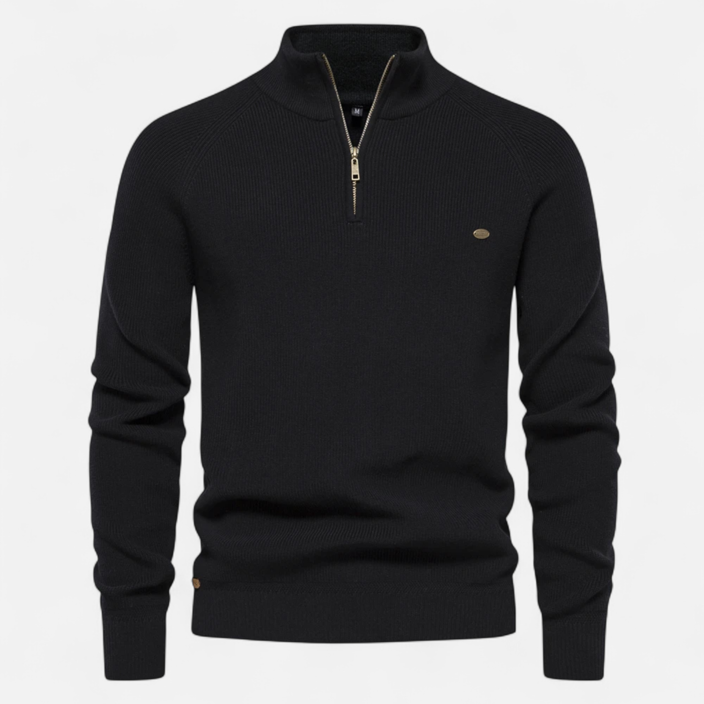 Men’s Knit Zip Sweater-Sweaters-Calvaro-Black-S-ByCalvaro