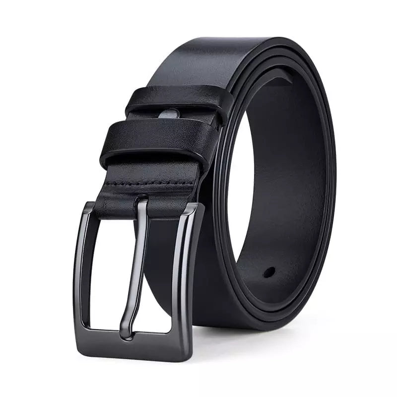 Men’s Leather Belt with Classic Design-Men's Belts-Calvaro-Black-32-ByCalvaro