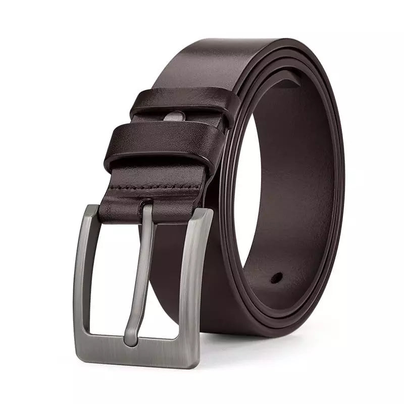 Men’s Leather Belt with Classic Design-Men's Belts-Calvaro-Brown-32-ByCalvaro