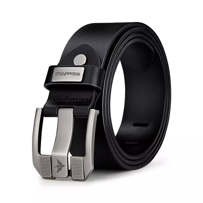 Men’s Leather Belt with Polished Finish-Men's Belts-Calvaro-Black-32-ByCalvaro