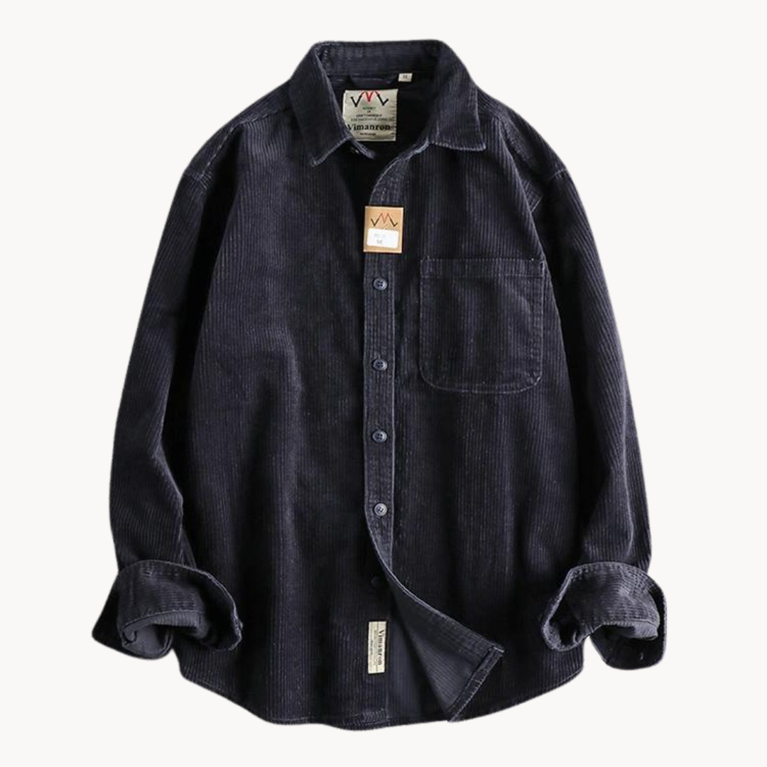 Men’s Long Sleeve Corded Work Shirt-Shirt-Calvaro-ByCalvaro