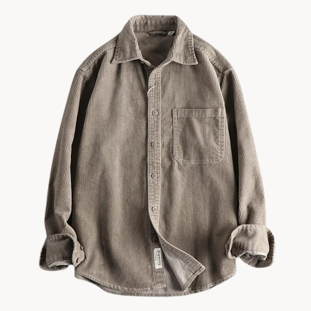 Men’s Long Sleeve Corded Work Shirt-Shirt-Calvaro-ByCalvaro
