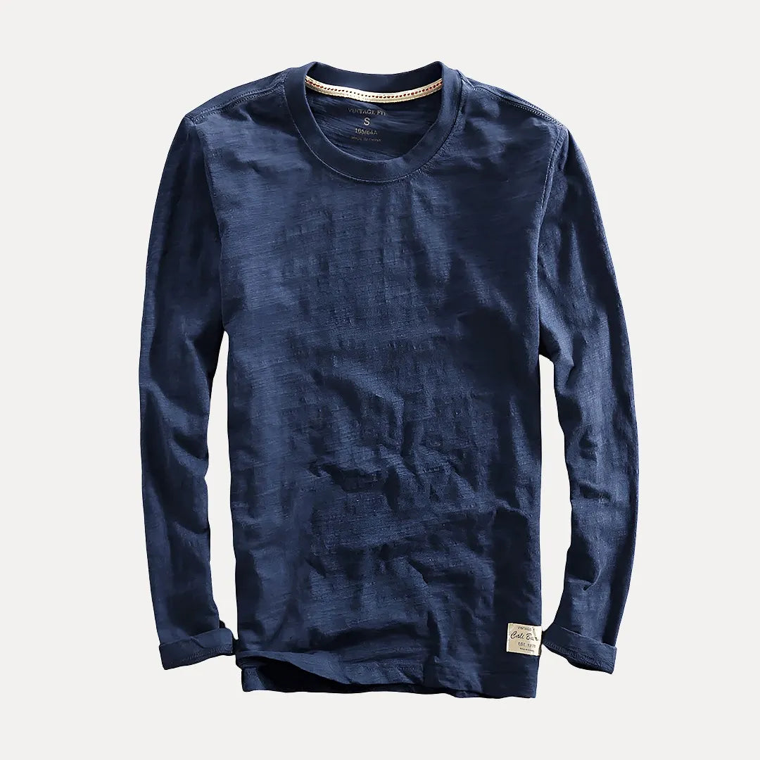 Men’s Long Sleeve Shirt Everyday Essential-Shirts-Calvaro-Navy-S-ByCalvaro