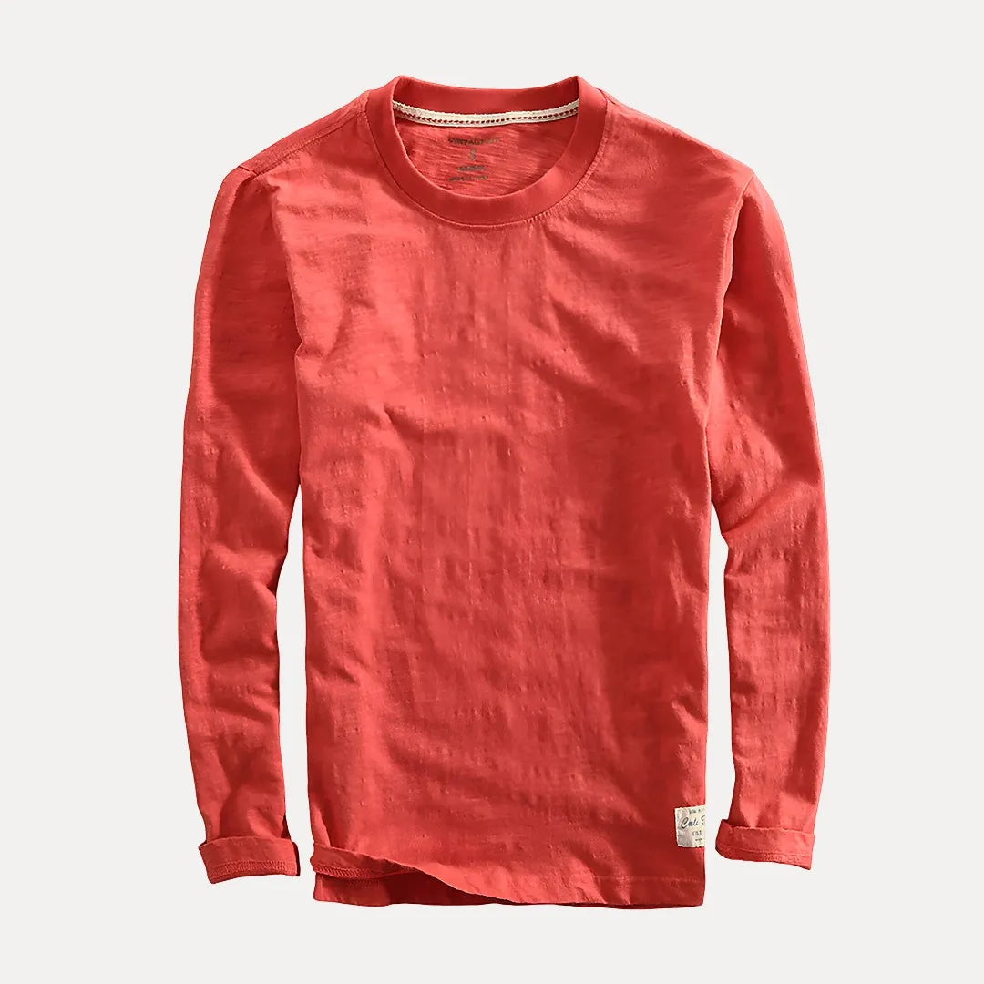 Men’s Long Sleeve Shirt Everyday Essential-Shirts-Calvaro-Red-S-ByCalvaro