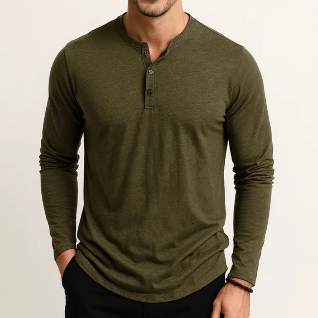Men's Long Sleeve Shirt Top-Shirt-Calvaro-Green-S-ByCalvaro