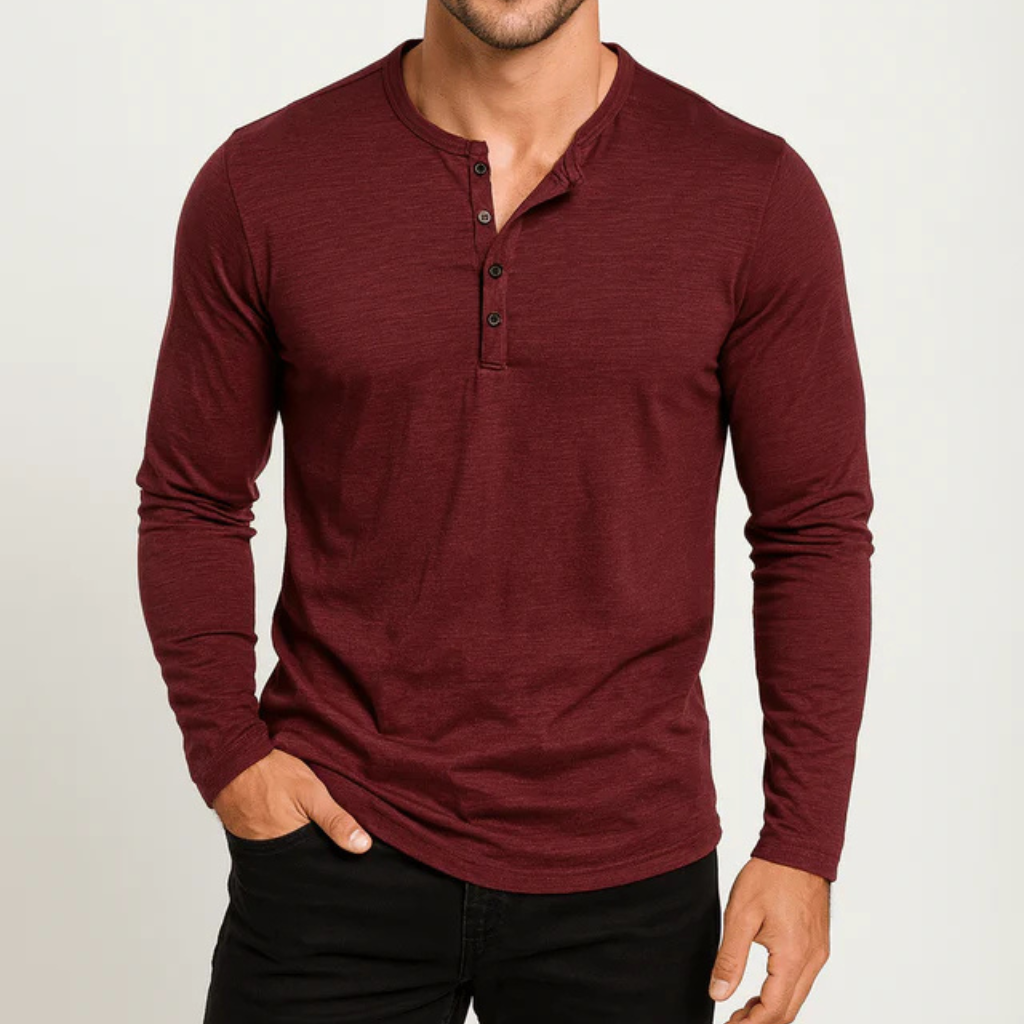 Men's Long Sleeve Shirt Top-Shirt-Calvaro-Red-S-ByCalvaro