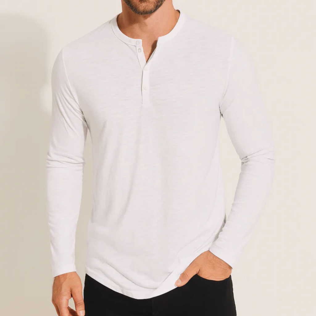 Men's Long Sleeve Shirt Top-Shirt-Calvaro-White-S-ByCalvaro