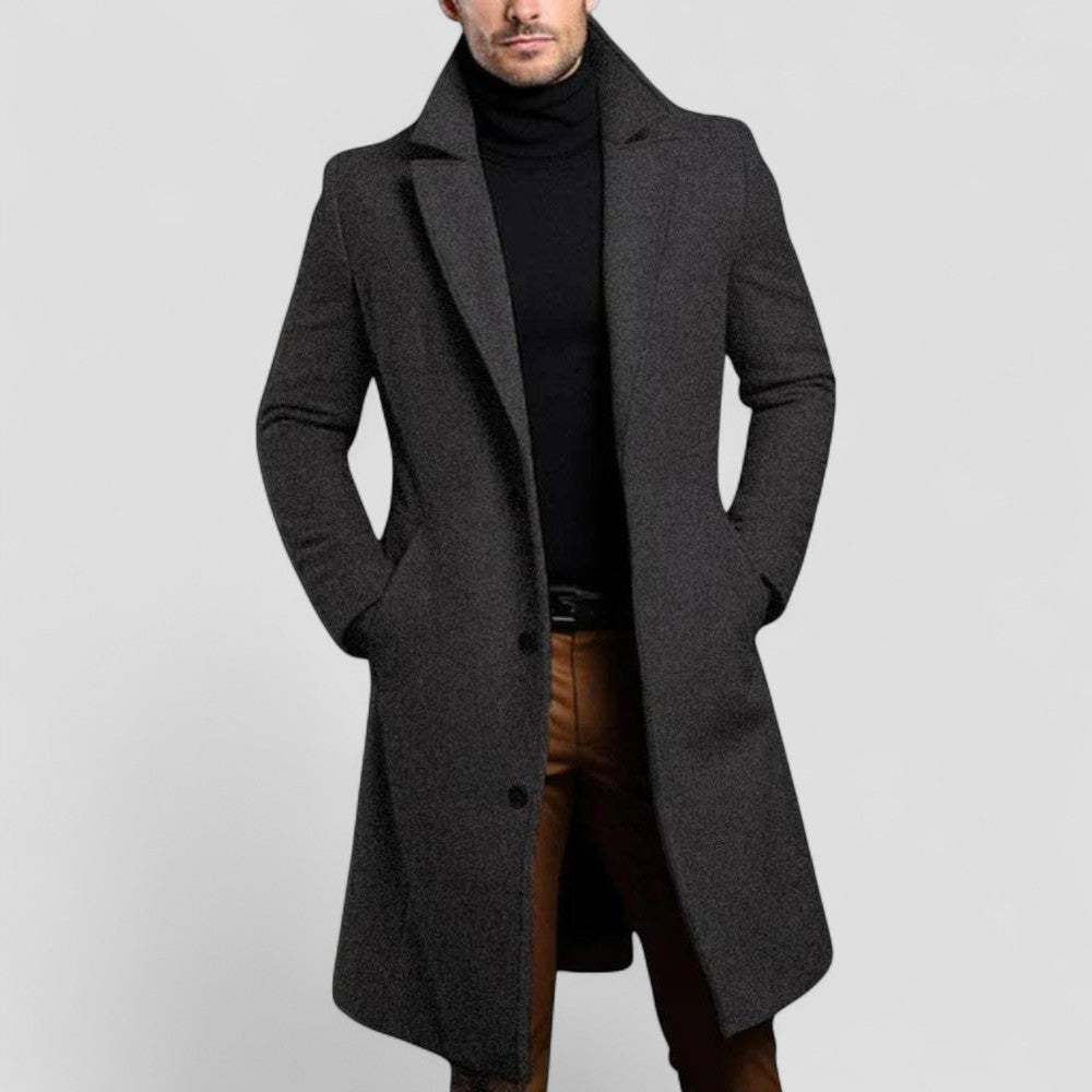Men’s Mid Length Classic Overcoat-Overcoats-Calvaro-Grey-XS-ByCalvaro